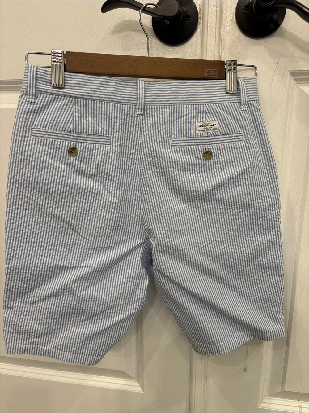 Janie and Jack Light Blue Seersucker Stripe Shorts